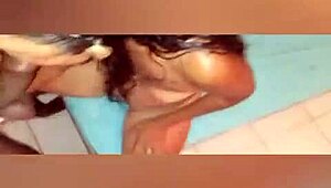 Wife sucks stranger bareback deep while happy cuckold cheers her on wildly.