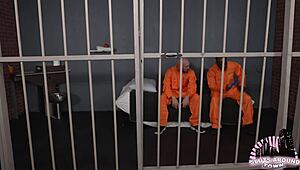 prison conjugal visit hot wife cucks hubby ridin big black cock doggy cum covered