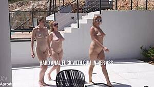 hard anal creampie with ass licking squirting whore outdoors