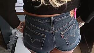 Tanned Babe Flaunts Sexy Shorts and Tan Lines Teasingly