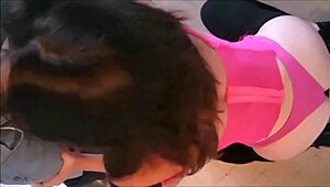 french milf in satin lingerie takes clothed dick deepthroat blowjob 😍👠