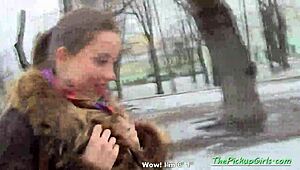 Pickup Brunette Russian Slut Blowjobs Rides Fucks Small Tits Cock