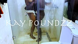 couple fucks deep in shower with big black cock