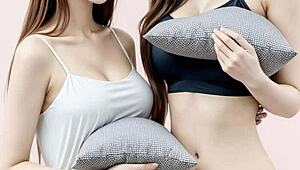 Cute kawaii Japanese lingerie models tease in panties and barefoot poses