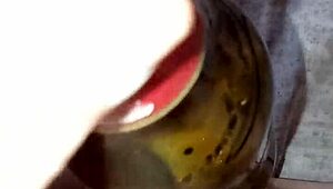 gretala's juicy pregnant pussy lips grind excited bottle lustfully