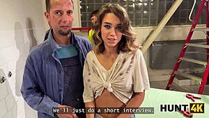 god i love watching naughty elena whore show off her shaved pussy for coworkers outdoors