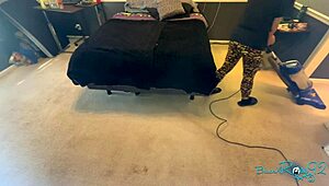 hey you see this brunette milf vacuuming up my messy bedroom floor