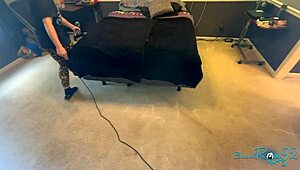 hey you see this brunette milf vacuuming up my messy bedroom floor