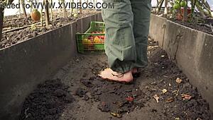 barefoot toes squish ripe tomatoes in the dirt... so dirty and teasing asmr