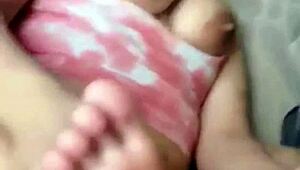 perfect big tits milf teases spreads pussy for monster cock creampie