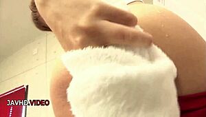 naughty japanese teen's hairy pussy squirts wildly on toys