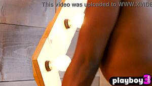 sexy black milf ana foxxx strips, dances and poses petite tits naked