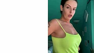 Hope my bouncing big tits and massive strap-on don't make you cum quick!