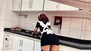 boss bends over perfect tattooed maid amberzinha for deep pounding