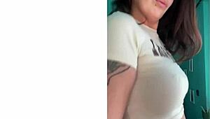 Hope my bouncing big tits and massive strap-on don't make you cum quick!