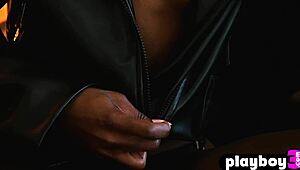 sexy black milf ana foxxx strips, dances and poses petite tits naked