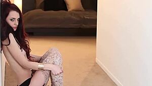 small tits milf slips off lingerie and poses naked