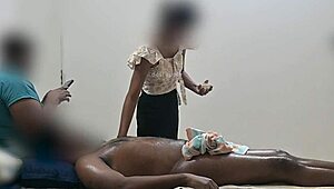 Hidden cam catches three horny guys flashing cocks for sneaky handjob happy ending massage