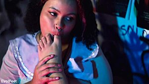 Chubby sluts worship feet and dive into wet pussies!!