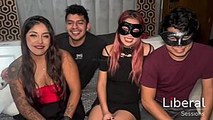 Friends swap wives for big cock oral and group ass play