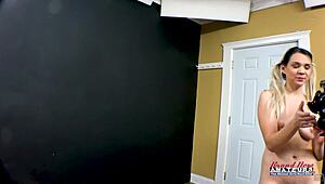 Petite Brunette Coed Sabrina's Wet Pussy Pounded Doggystyle Facial