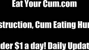 watch you jerk off and swallow every drop of your own cum cei instructions
