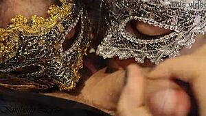 kimberly lewis teases with big bouncing boobs in threesome footjob double blowjob cumshot