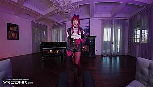 skinny kafka babe rides caelus monster cock doggystyle deepthroat blowjob in honkai star rail vr cosplay parody