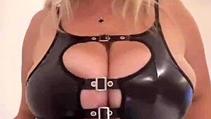big saggy natural tits bursting from tight latex bunny 🔥🍒