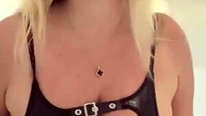 big saggy natural tits bursting from tight latex bunny 🔥🍒