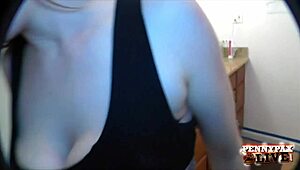 Naughty Penny Pax Delivers Lusty Redhead Footjob In Bathroom With Big Cock