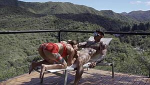 WOW Wife Surprises Me With Hot Red Lingerie Flashing Petite Tanned Body Outdoors!