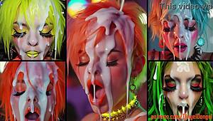 redhead hotties take massive creampie facials and cumshots in colorful hairstyles