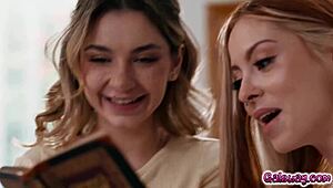 Demi Hawks Licks Kaitlyn's Pussy in Steamy Lesbian Face Sitting Tribbing Session