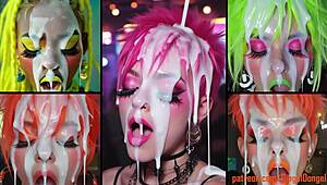 redhead hotties take massive creampie facials and cumshots in colorful hairstyles