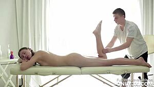 Maddie Aleksey Natural Boobs Tease Fingering Leads to Shaved Pussy Creampie Massage