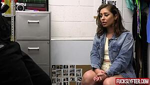 shy teen girl caught stealing food on mall camera gets busted