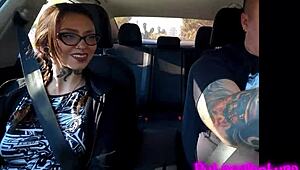 this tattooed latina chick in hot casting kisses then bangs in car to hotel
