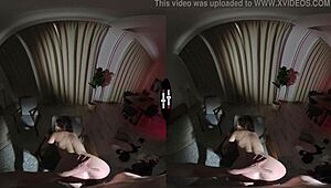 In a shadowy VR room customer receives elite service from responsive attendant guiding every step