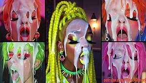redhead hotties take massive creampie facials and cumshots in colorful hairstyles