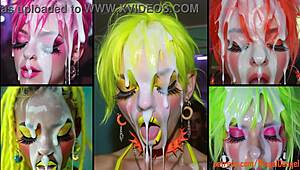 redhead hotties take massive creampie facials and cumshots in colorful hairstyles