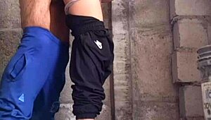 Hermanastra sneaks from college for secret outdoor public fuck with perfect latina body on display