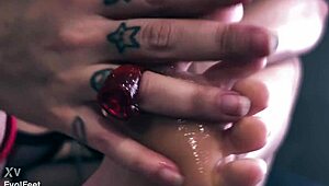 She craves your lips on her sweaty feet toes while choking deepthroat gagging in heels lingerie as goddess