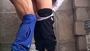 Hermanastra sneaks from college for secret outdoor public fuck with perfect latina body on display