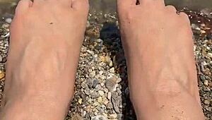 Asian Beauty Shows Off Curvy Feet and Soles on Beach