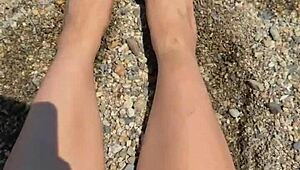 Asian Beauty Shows Off Curvy Feet and Soles on Beach