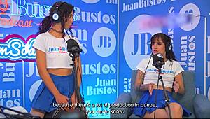 Lesbian duo rides fuckmachine to orgasm on Juan Bustos podcast