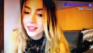A sexy blonde teases with her looks and flirty webcam talk while playing seductively for viewers.