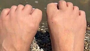 Asian Beauty Shows Off Curvy Feet and Soles on Beach