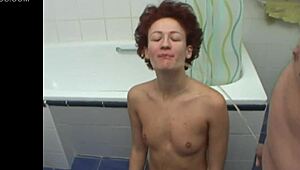 Hungarian amateur babe sucks deep on massive baseball bat toy close up